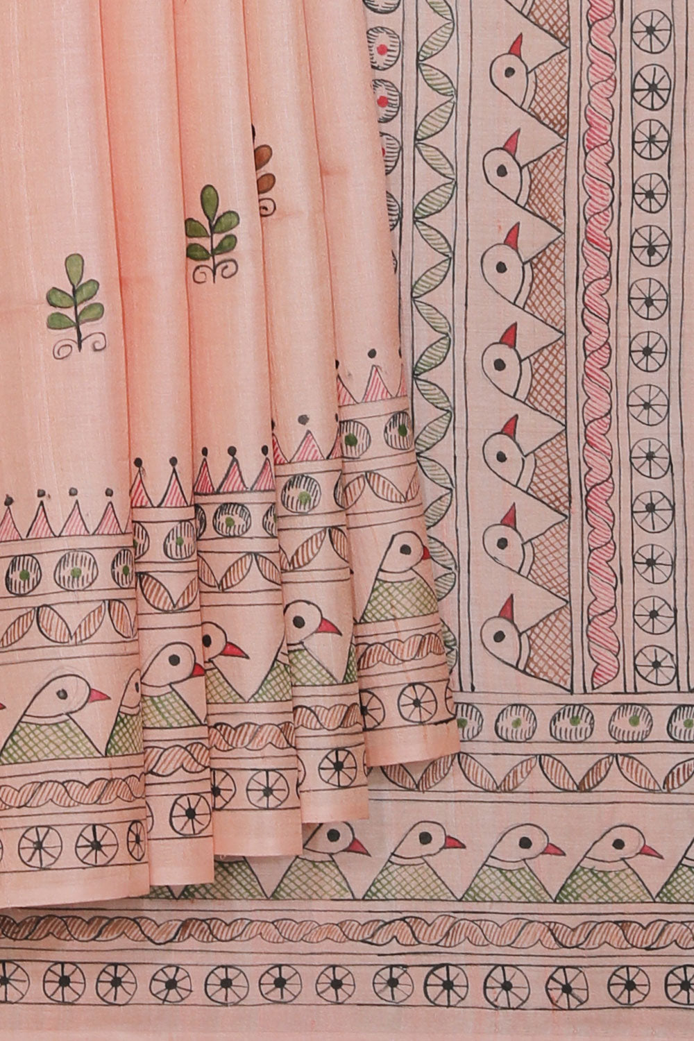 Collection of Tussar-Silk Madhubani Painted Saree in a gallery layout