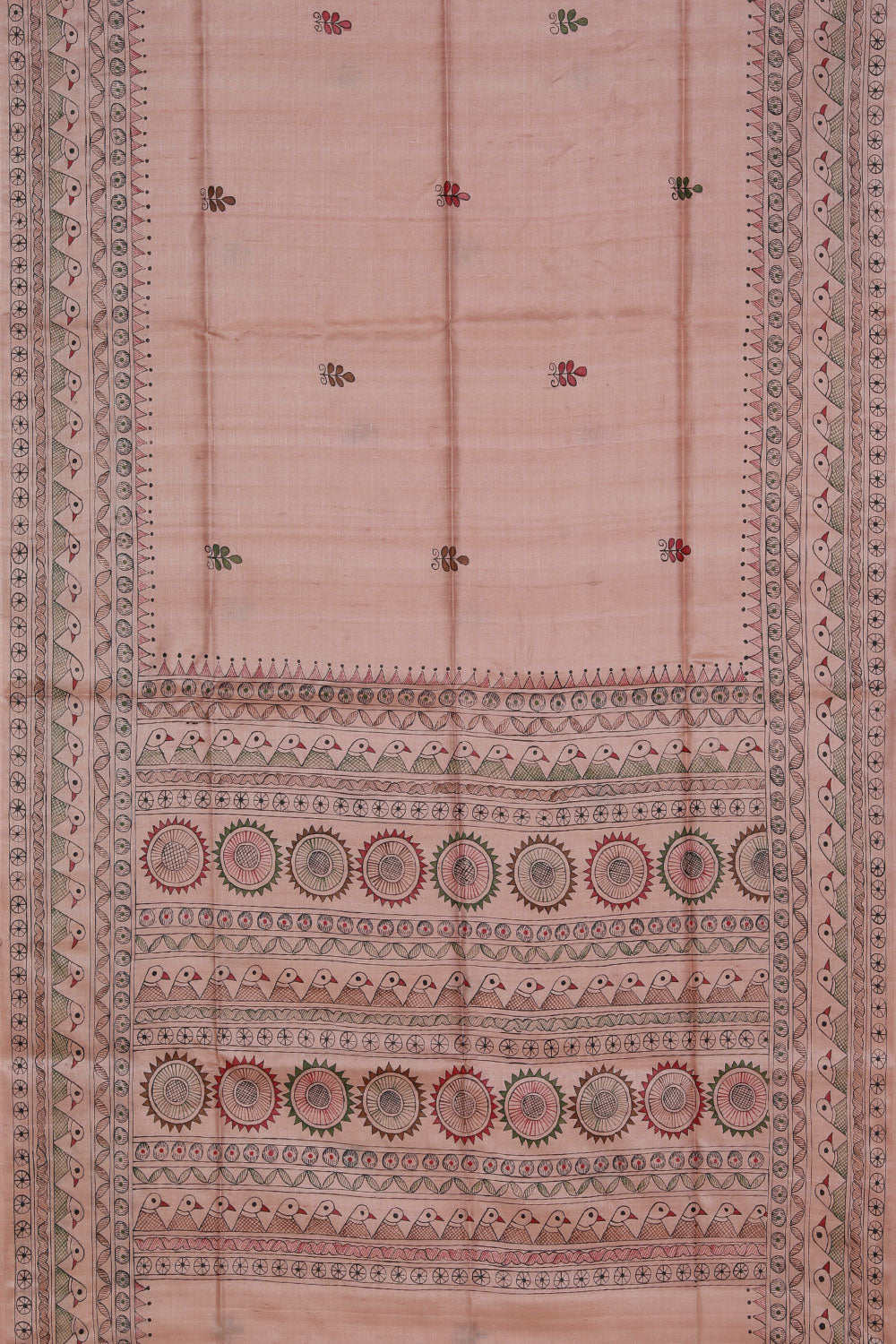 Collection of Tussar-Silk Madhubani Painted Saree in a gallery layout