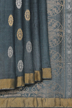 Collection of Tussar Silk Grey Saree in a gallery layout