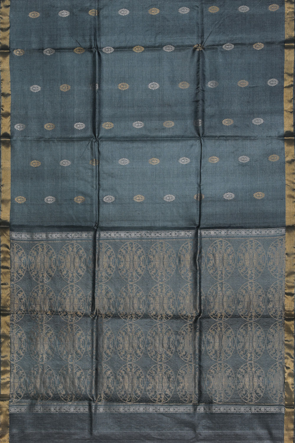 Image of Tussar Silk Grey Saree