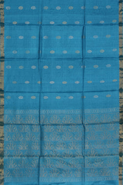 Image of Tussar Silk Blue Saree