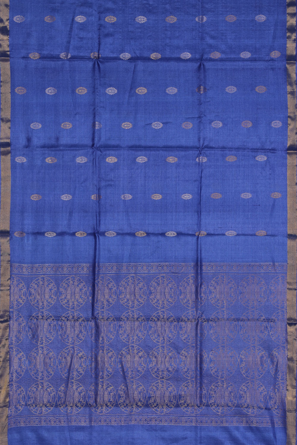 Image of Tussar Silk Royal Blue Saree