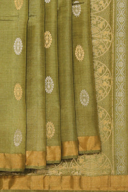 Collection of Tussar Silk Heena-Green Saree in a gallery layout