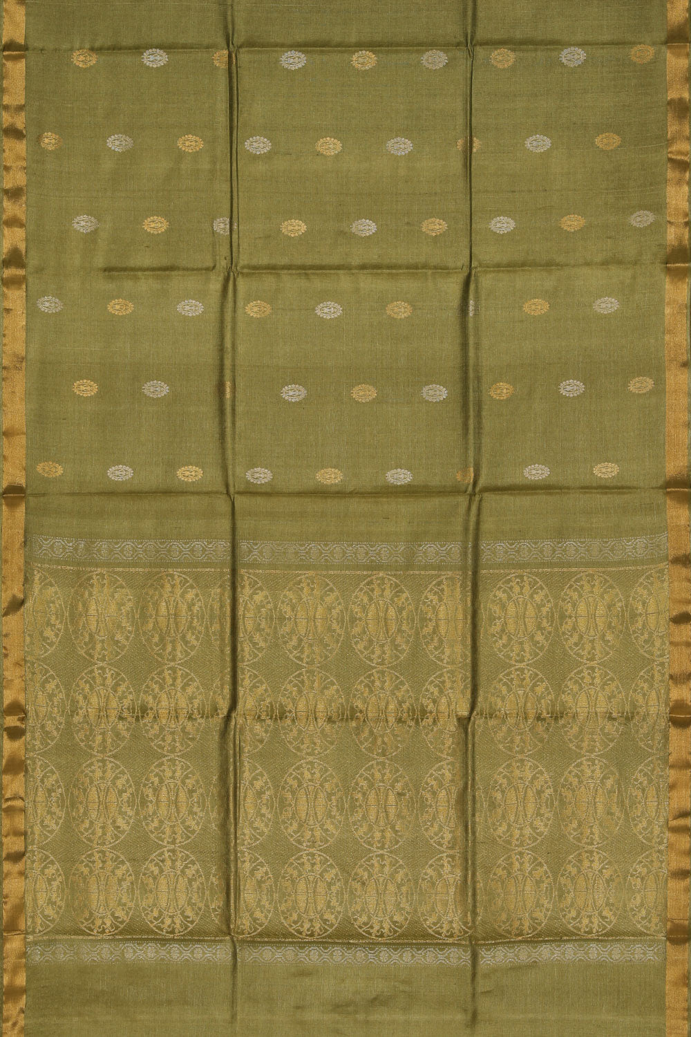 Collection of Tussar Silk Heena-Green Saree in a gallery layout