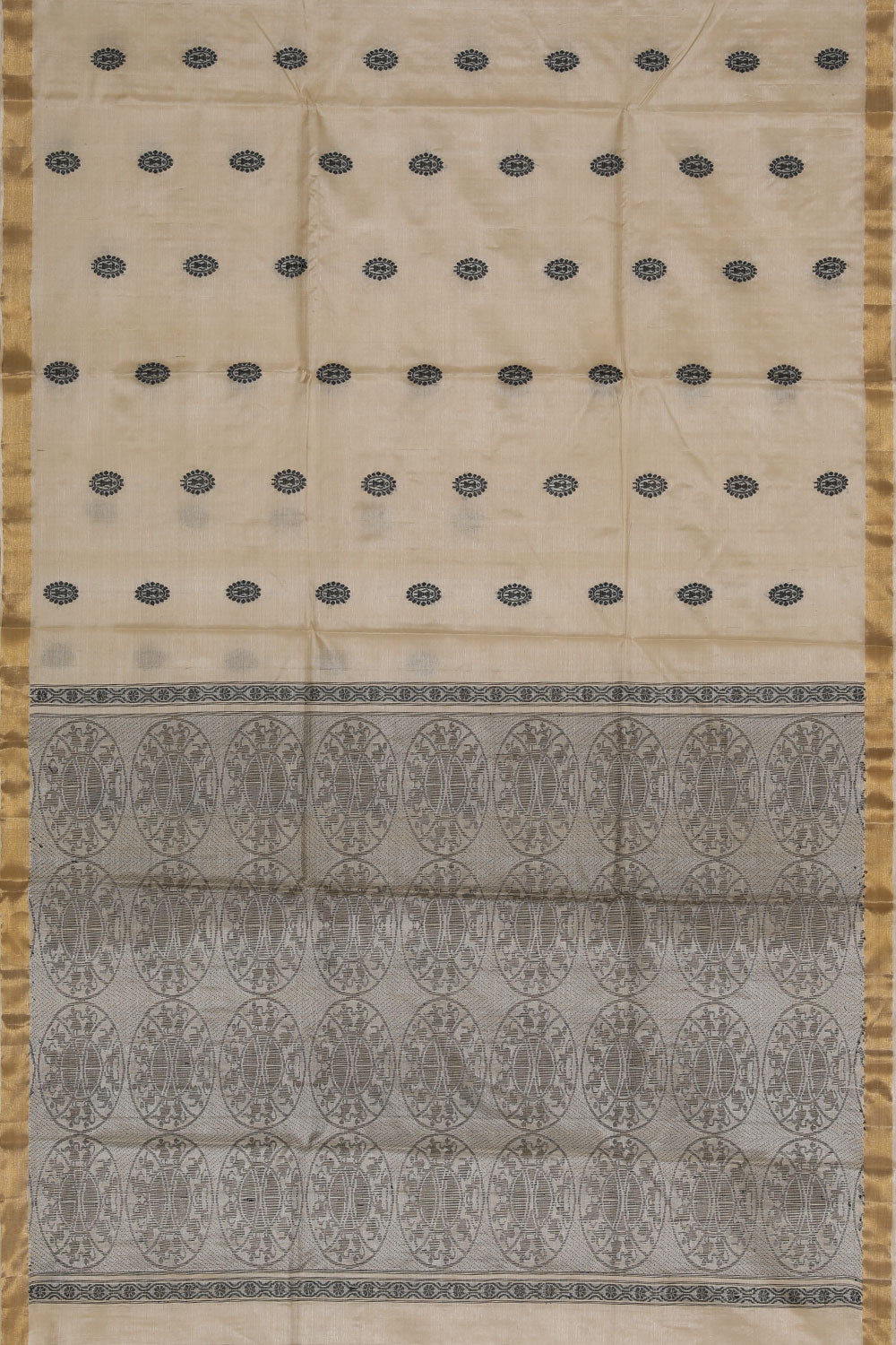 Image of Tussar Silk Off-White Saree