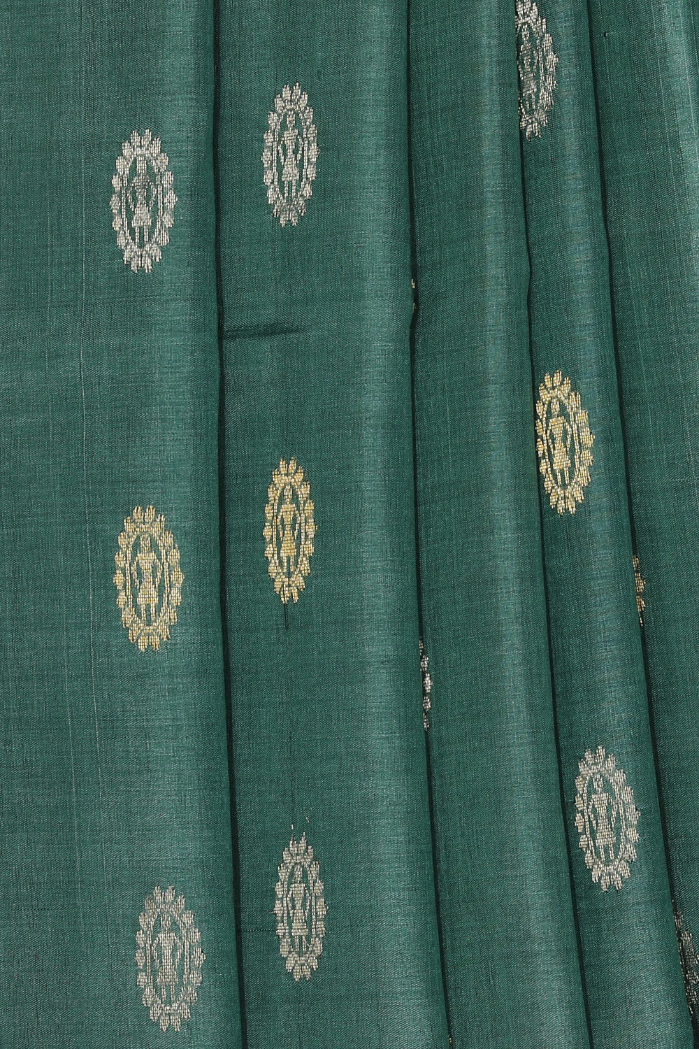 Image of Tussar Silk Teal-Green Saree
