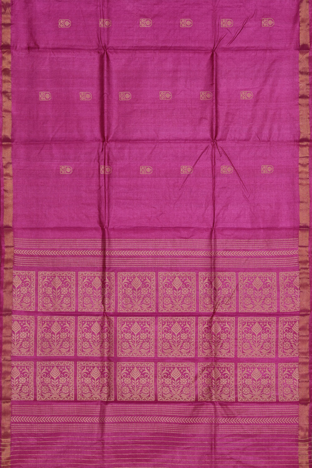 Image of Tussar Silk Magenta Pink Saree