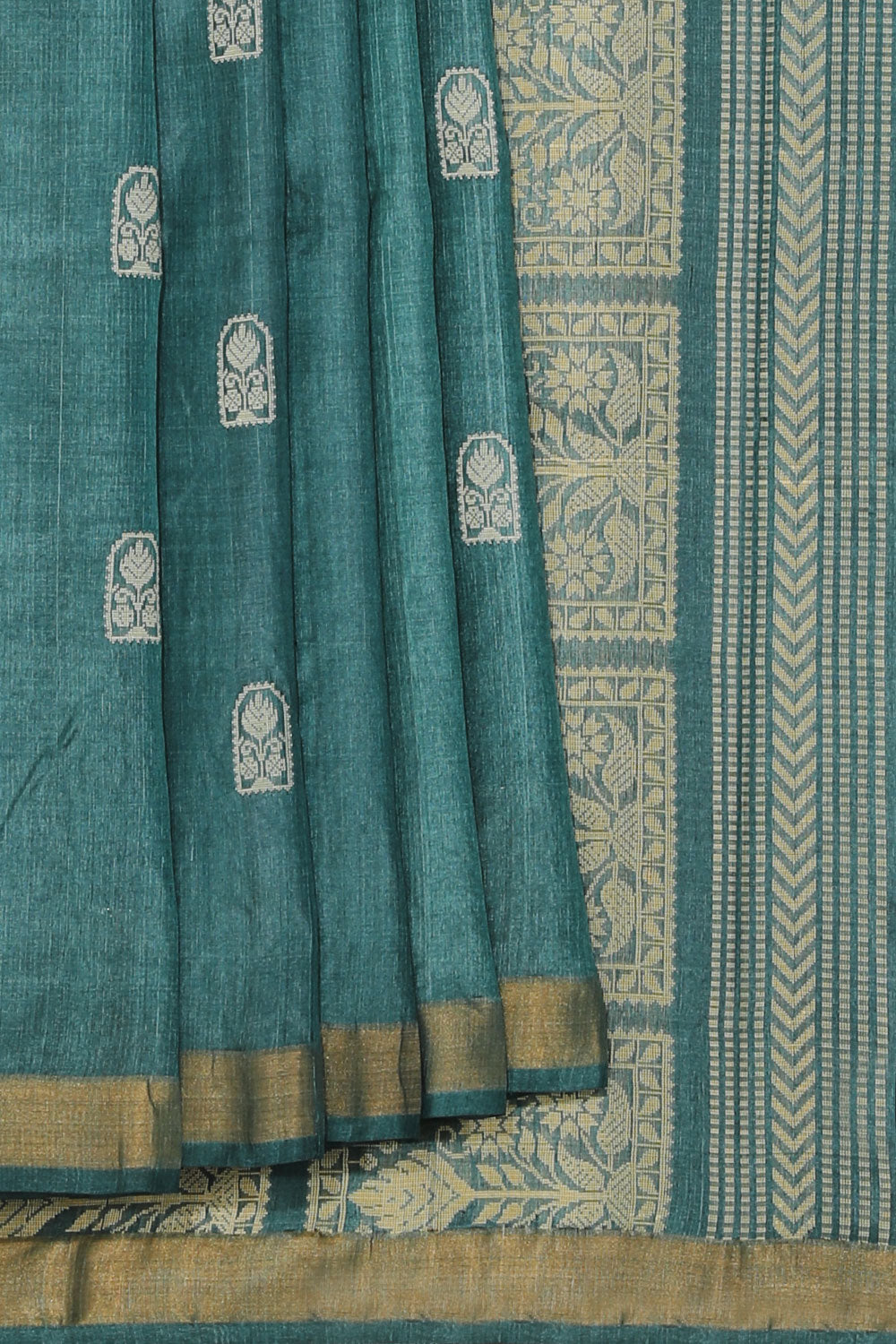 Collection of Tussar Silk Smoky Blue Saree in a gallery layout