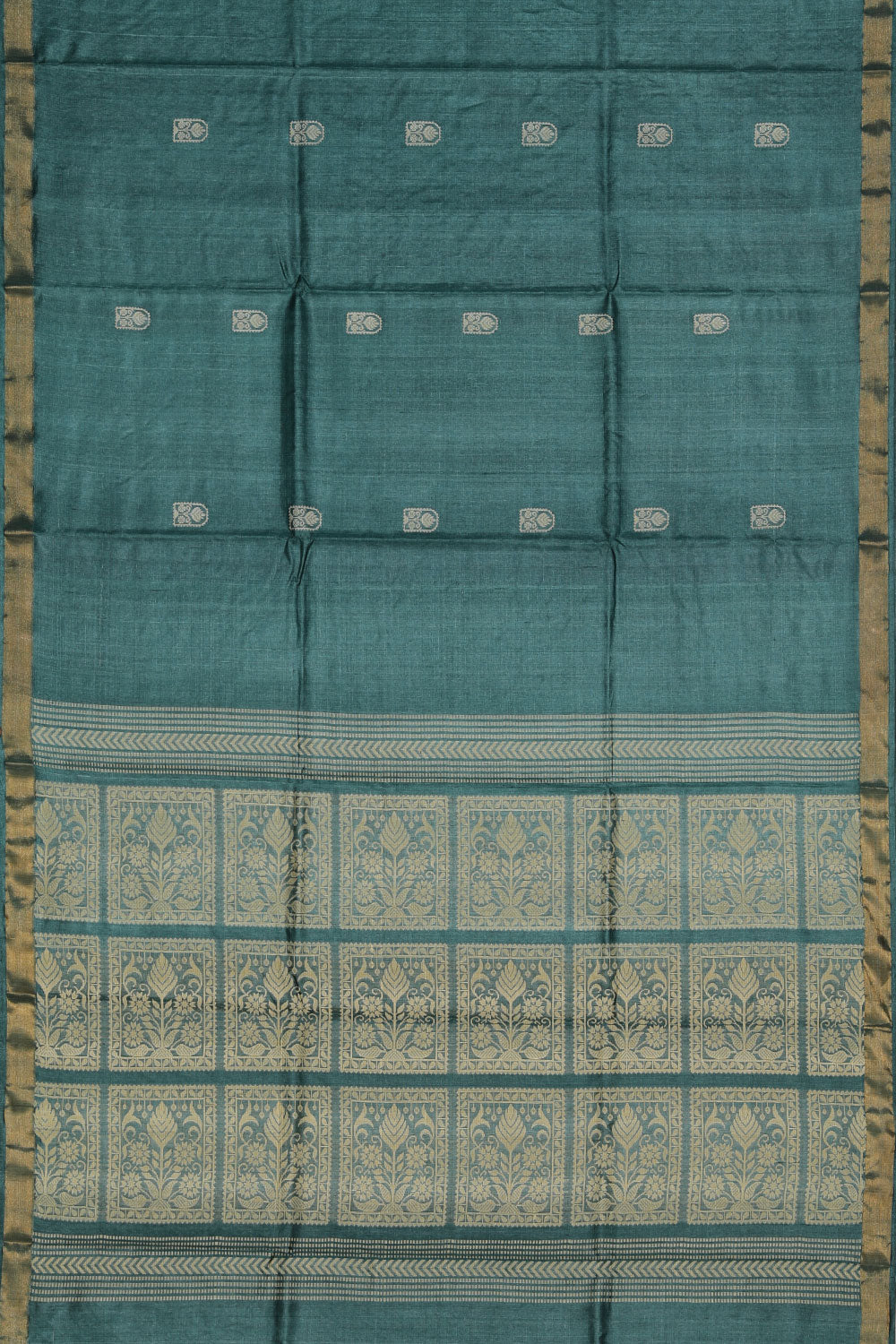 Image of Tussar Silk Smoky Blue Saree