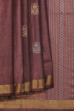 Collection of Tussar Silk Brown Saree in a gallery layout