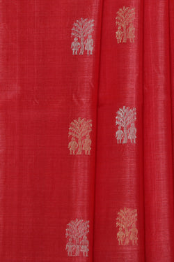 Image of Tussar Silk Coral Pink Saree