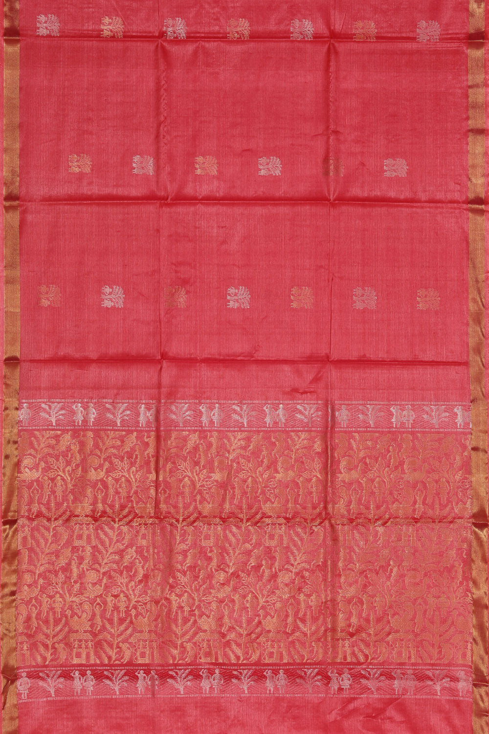 Tussar Silk Coral Pink Saree