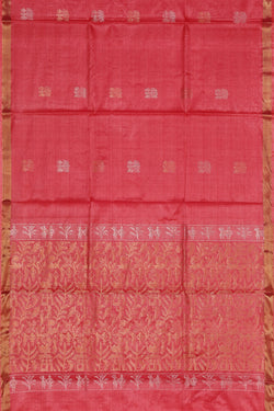 Image of Tussar Silk Coral Pink Saree