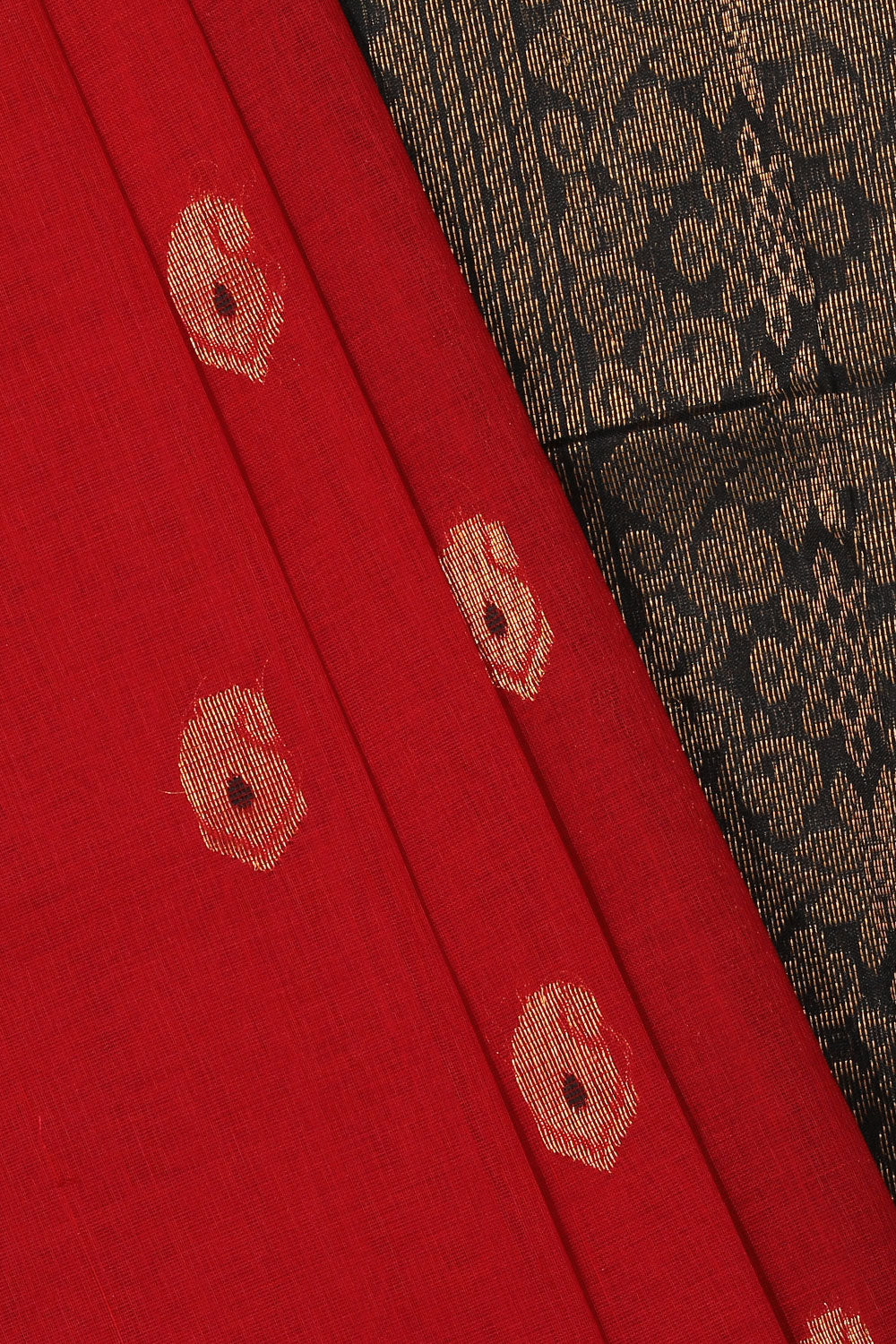 Gadwal Cotton Ruby Red Saree