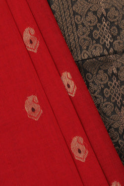 Image of Gadwal Cotton Ruby Red Saree