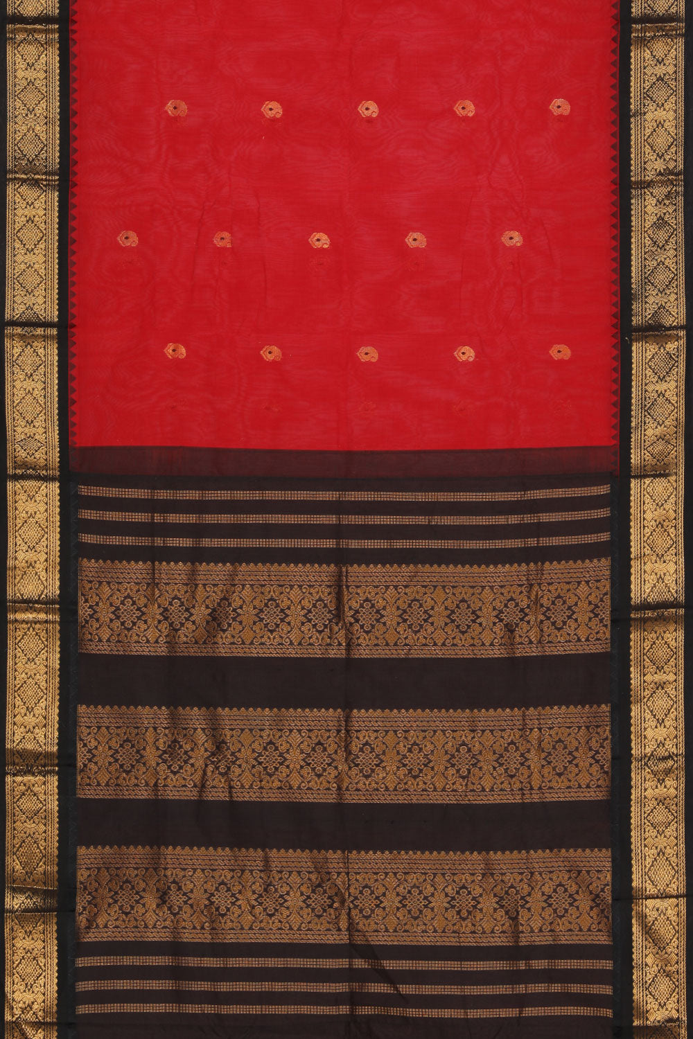 Gadwal Cotton Ruby Red Saree