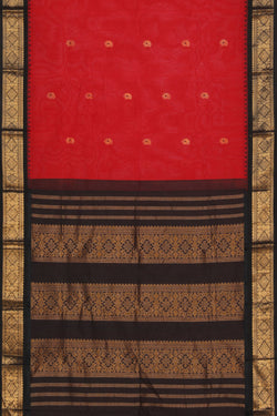 Image of Gadwal Cotton Ruby Red Saree