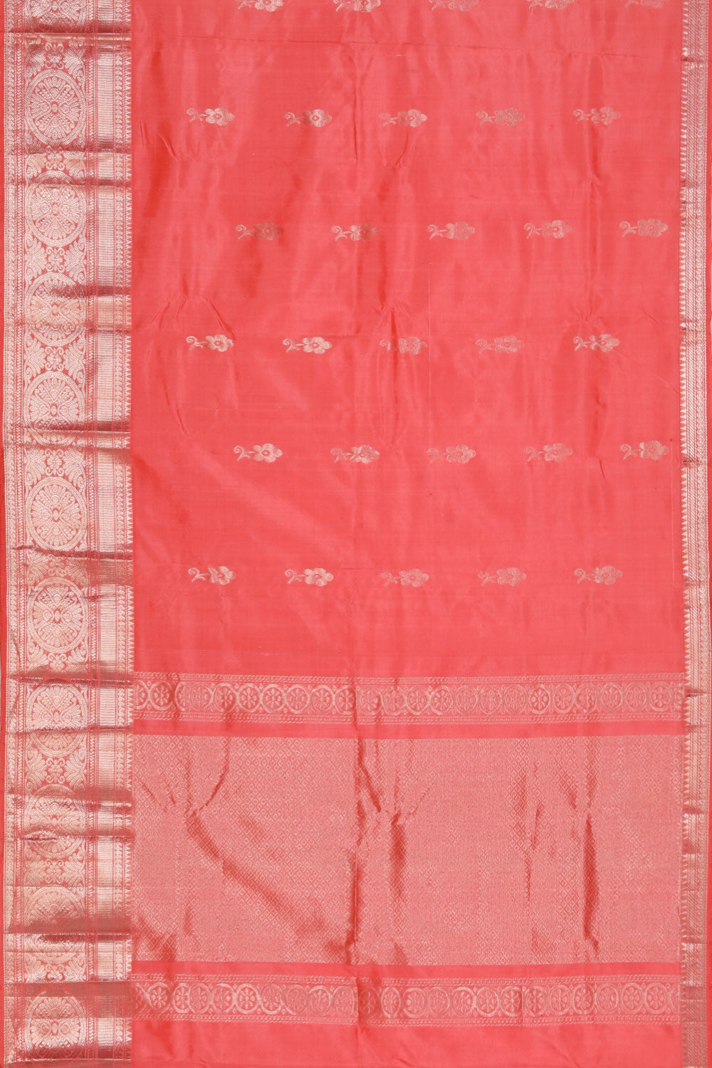 Mangalgiri Silk Peach Saree