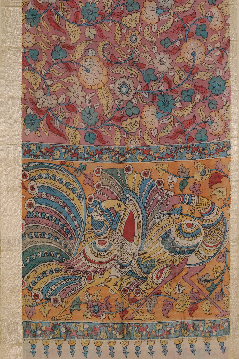 Mangalgiri Silk Kalamkari-Painted Saree