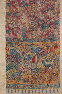 Image of Mangalgiri Silk Kalamkari-Painted Saree