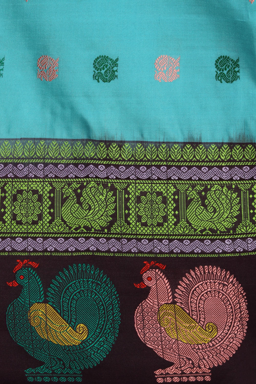 Image of Gadwal Silk Sea Blue Dupatta