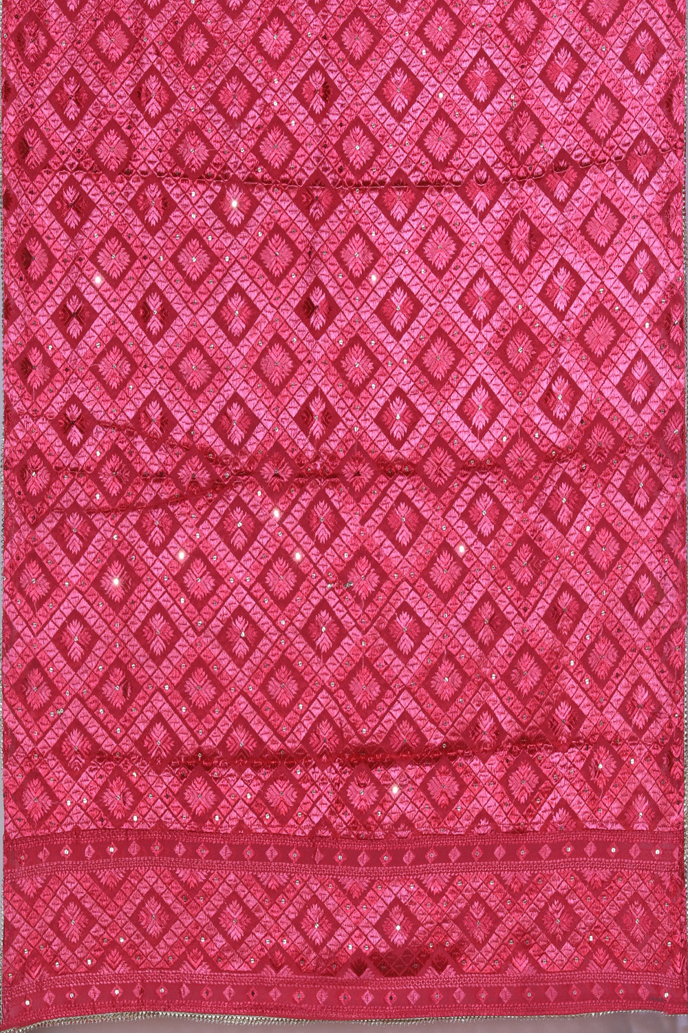 Image of Phulkari Dupatta With Traditional Hand Embroidery Cut Work