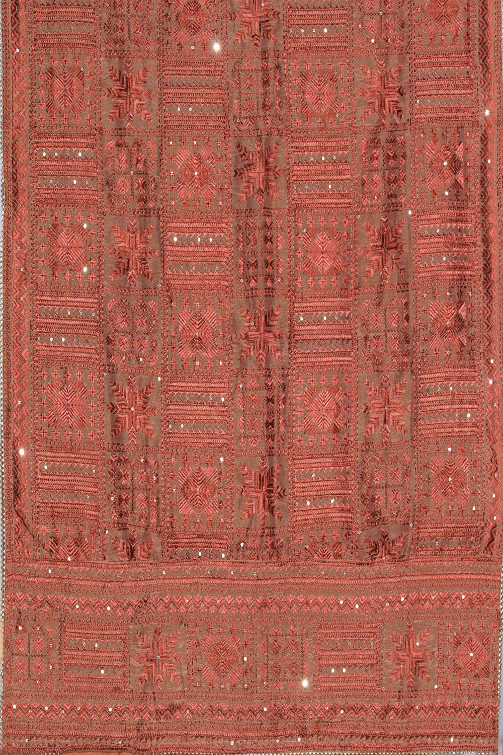 Image of Phulkari Dupatta With Traditional Hand Embroidery Cut Work