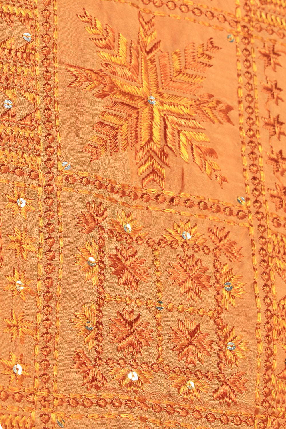 Image of Phulkari Dupatta With Traditional Hand Embroidery Cut Work