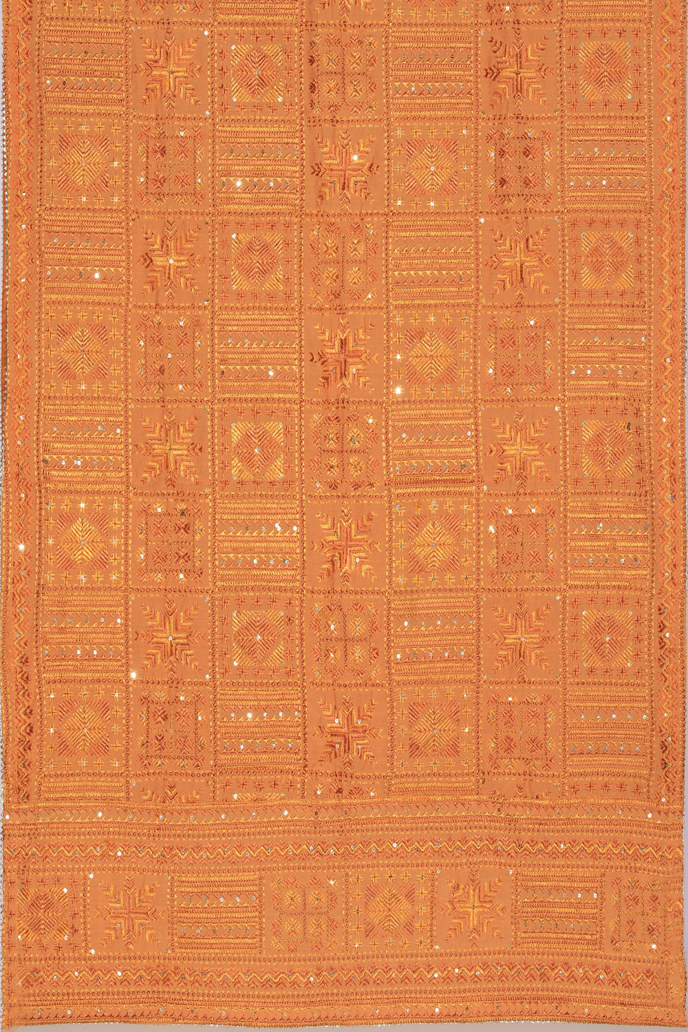 Image of Phulkari Dupatta With Traditional Hand Embroidery Cut Work