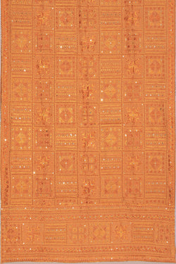 Image of Phulkari Dupatta With Traditional Hand Embroidery Cut Work