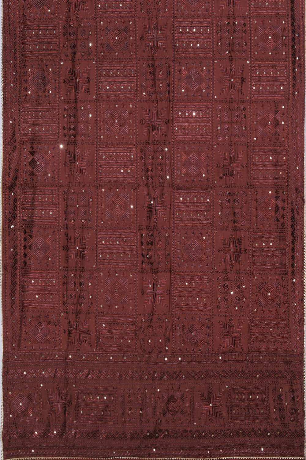 Image of Phulkari Dupatta With Traditional Hand Embroidery Cut Work