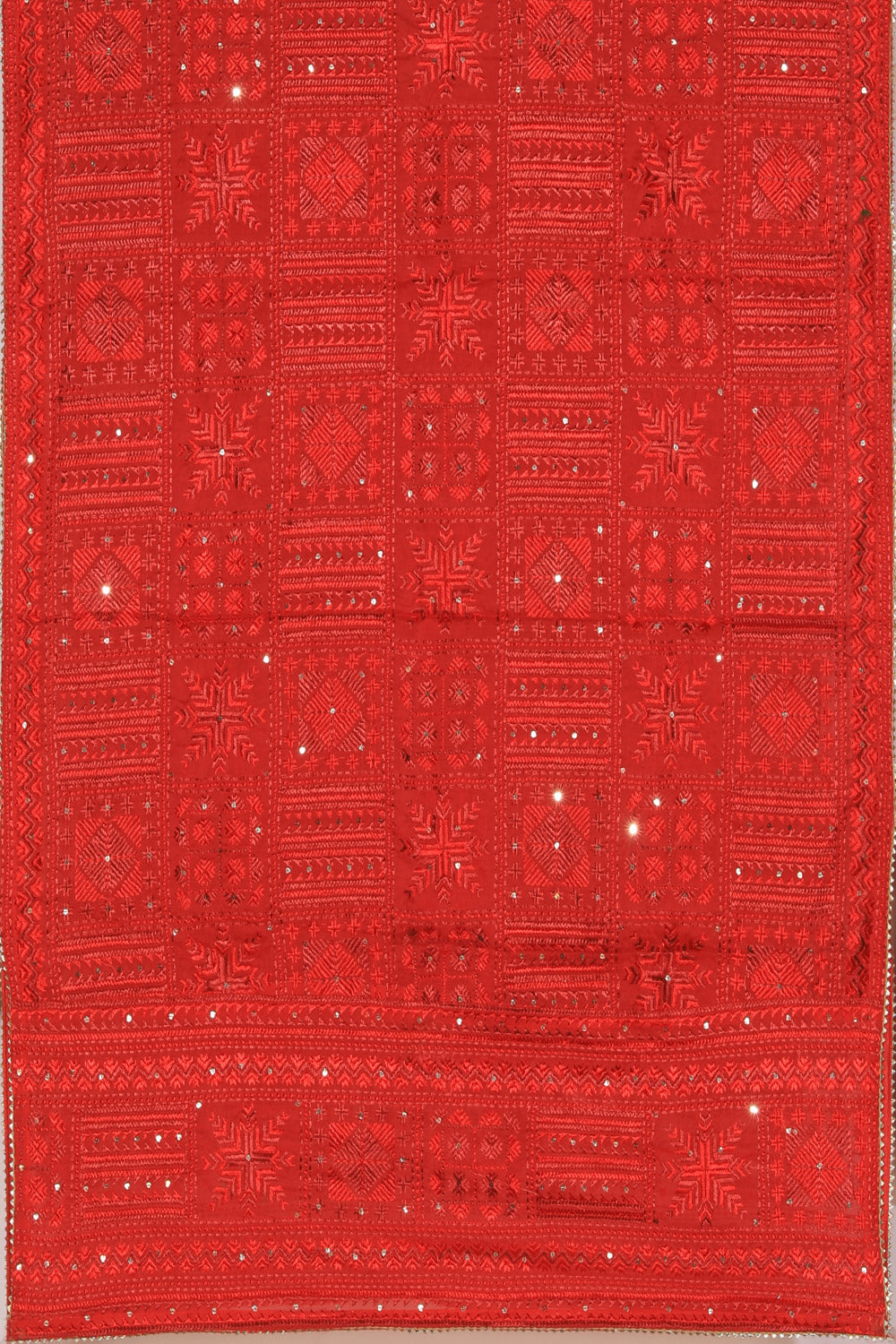 Image of Phulkari Dupatta With Traditional Hand Embroidery Cut Work