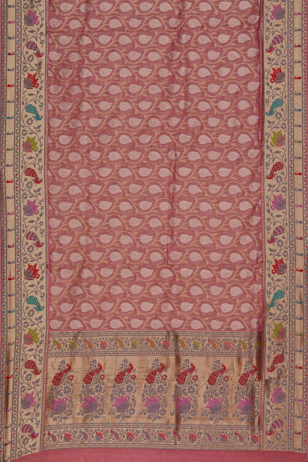 Tissue Coral-Pink Saree