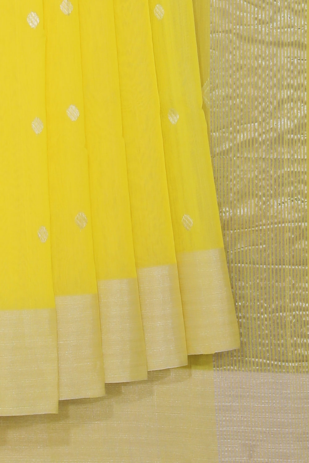 Collection of Chanderi Cotton Silk Yellow Saree in a gallery layout