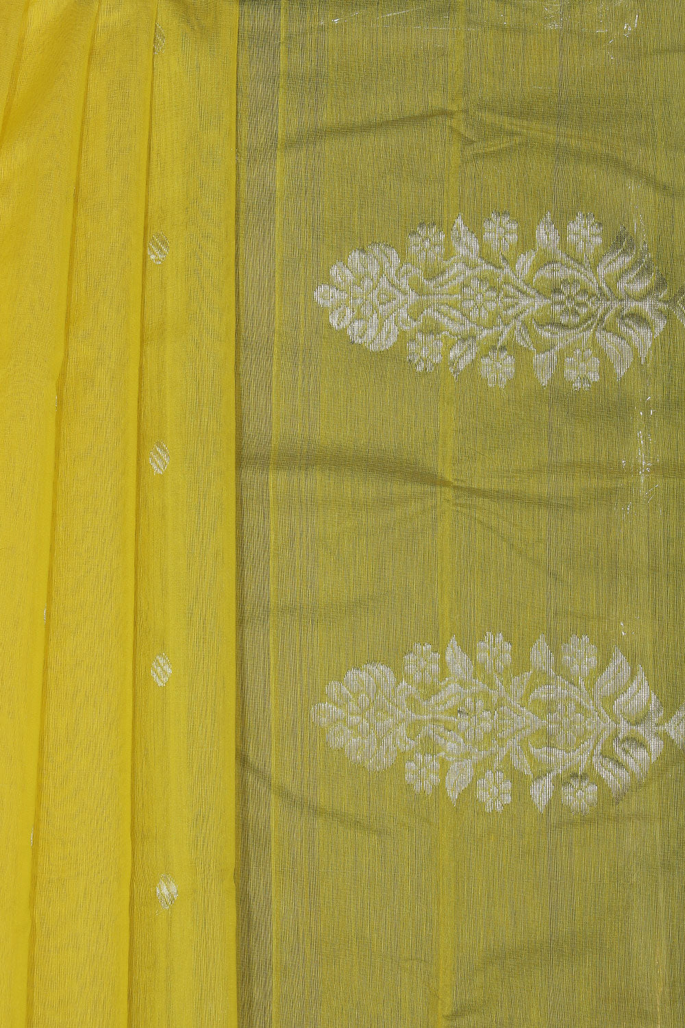 Image of Chanderi Cotton Silk Yellow Saree
