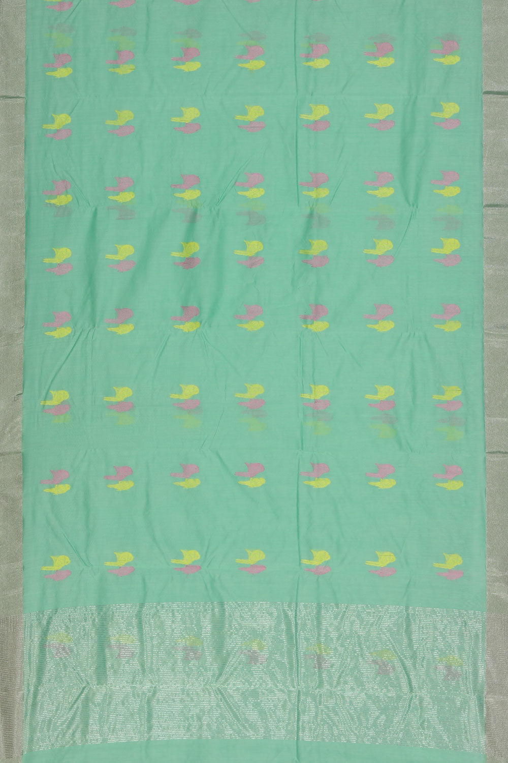 Collection of Chanderi Cotton Silk Sea Green Saree in a gallery layout