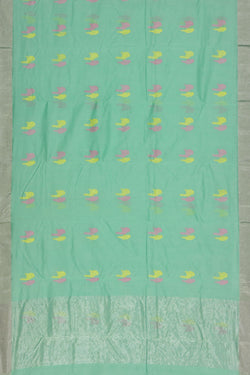 Collection of Chanderi Cotton Silk Sea Green Saree in a gallery layout