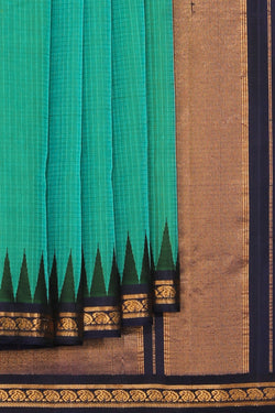 Collection of Gadwal Teal Green Saree in a gallery layout