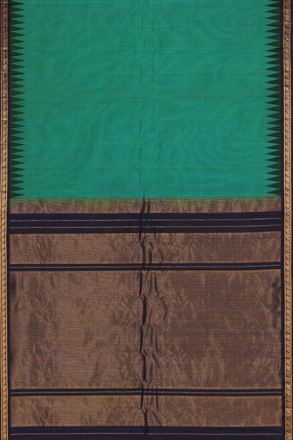 Collection of Gadwal Teal Green Saree in a gallery layout