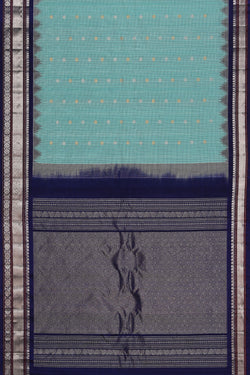 Image of Gadwal Silk Sea Blue Saree