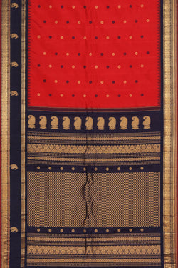 Image of Gadwal Silk Ruby Red Saree