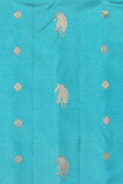 Image of Gadwal Silk Sea Blue Saree