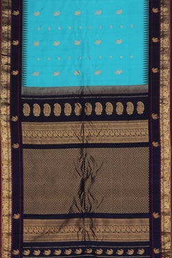 Image of Gadwal Silk Sea Blue Saree