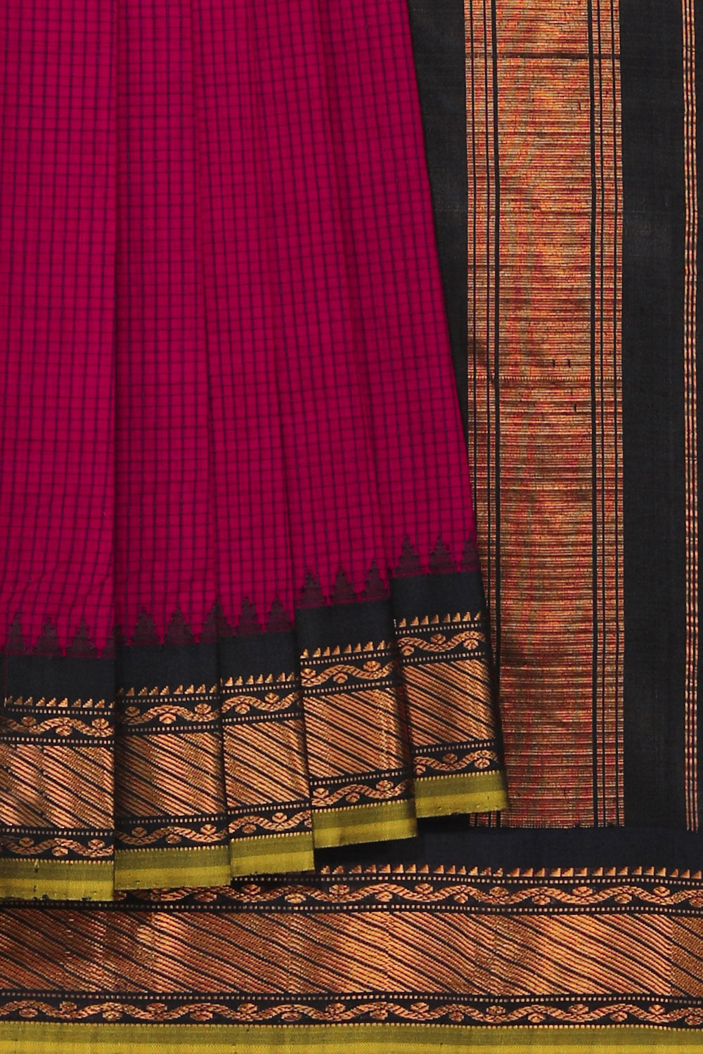 Collection of Gadwal Magenta Pink Saree in a gallery layout