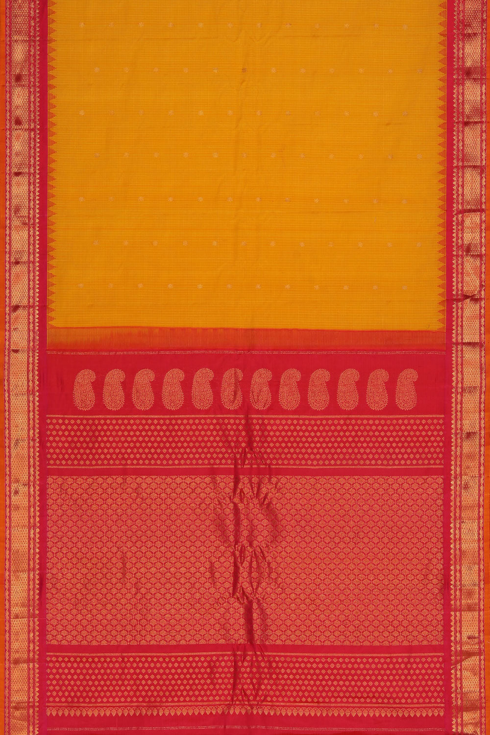 Collection of Gadwal Yellow Saree in a gallery layout