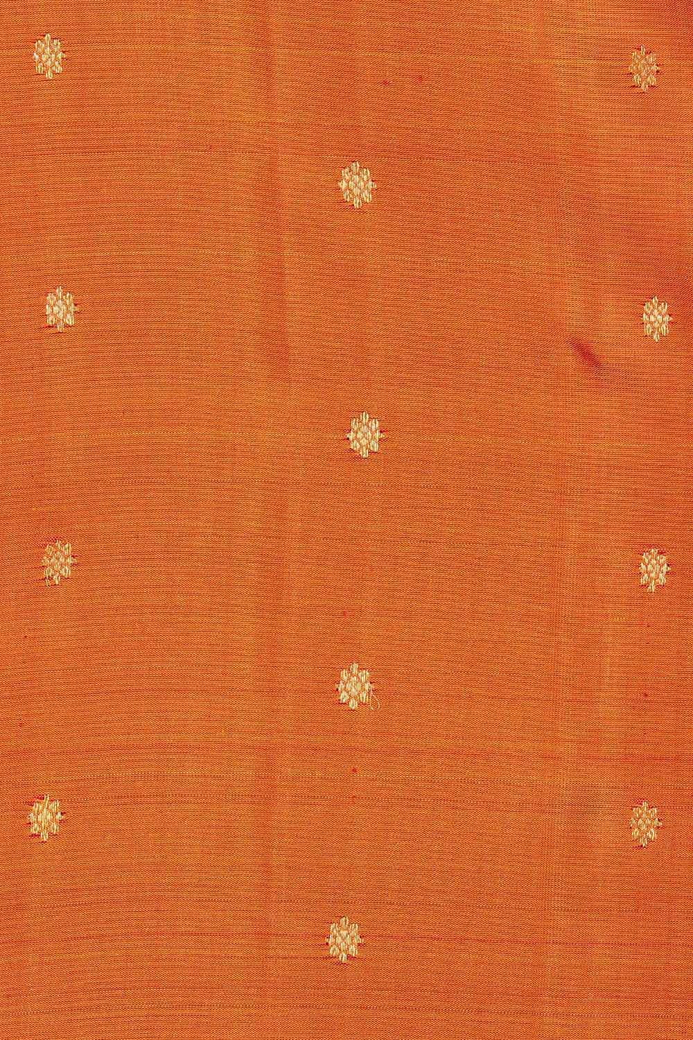 Image of Gadwal Silk Coral Orange Saree