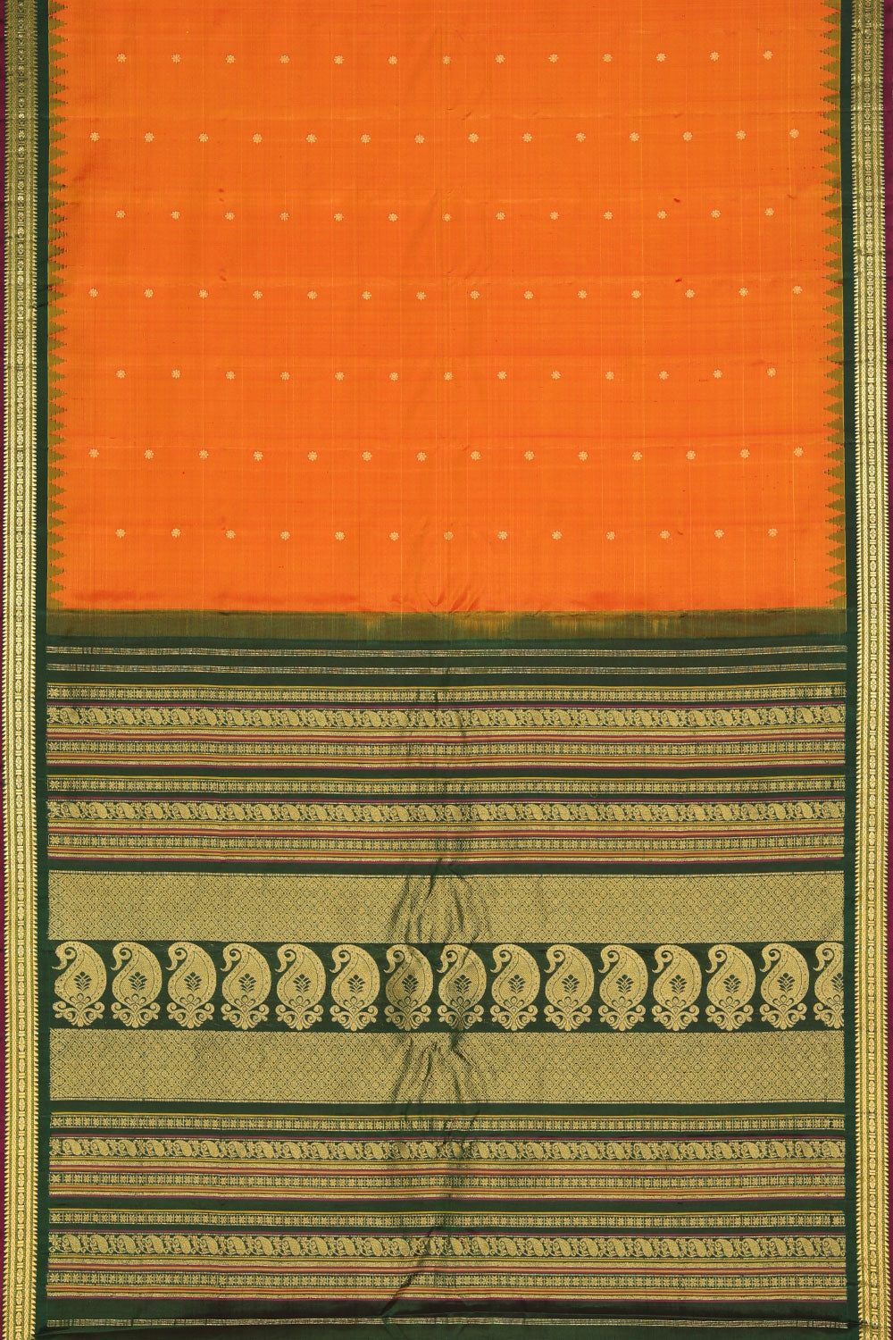 Image of Gadwal Silk Coral Orange Saree