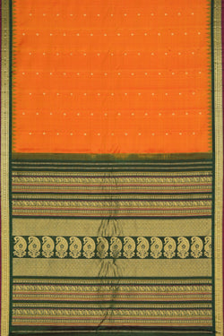 Image of Gadwal Silk Coral Orange Saree