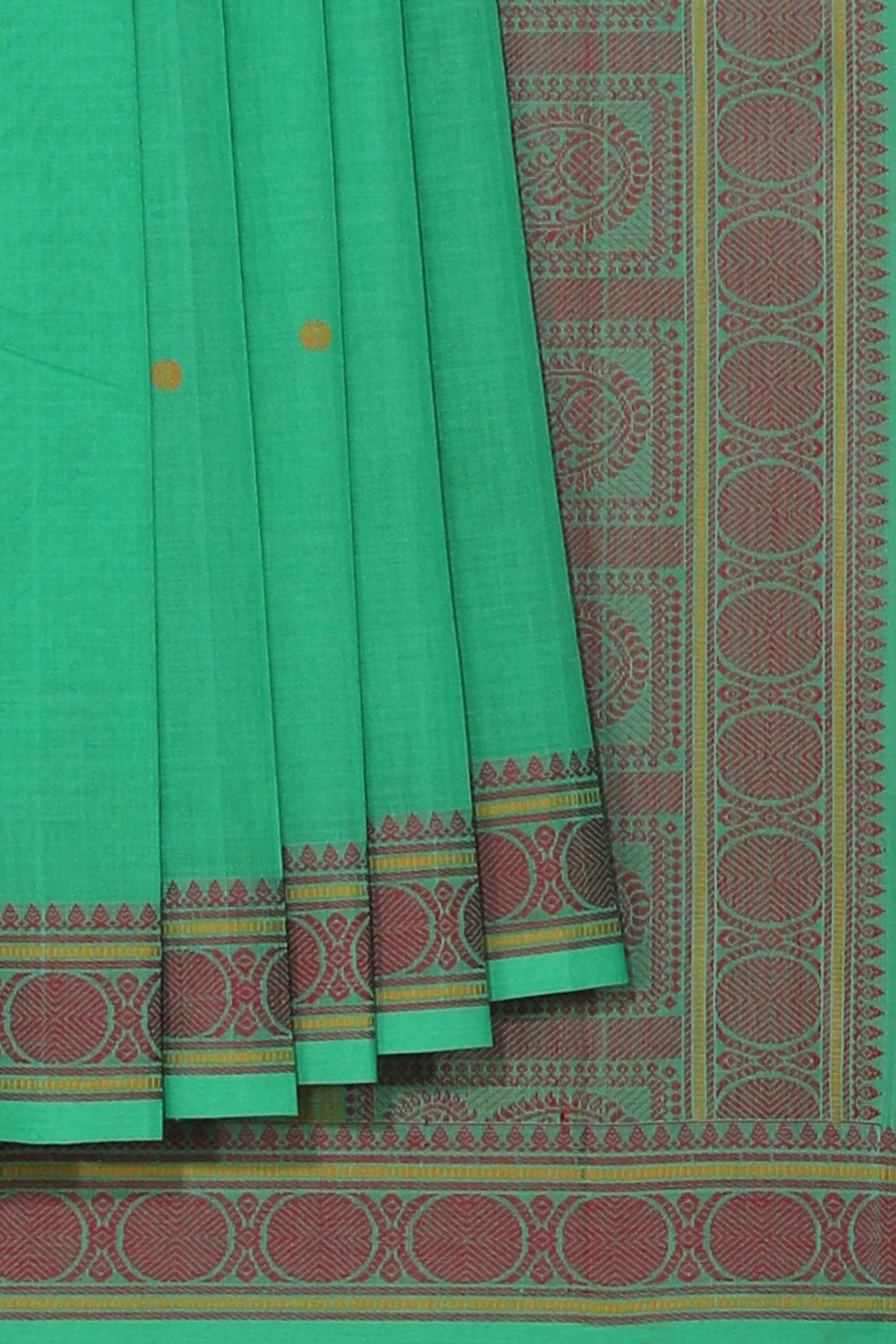 The Traditional Kanchi Cotton Green Saree