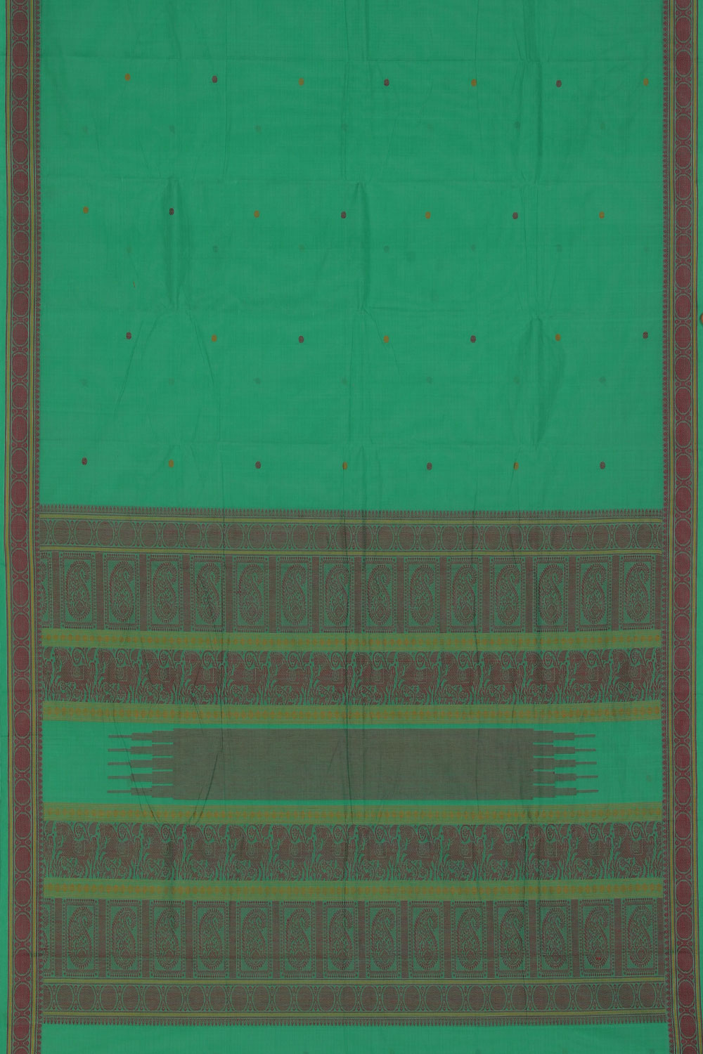 Image of The Traditional Kanchi Cotton Green Saree